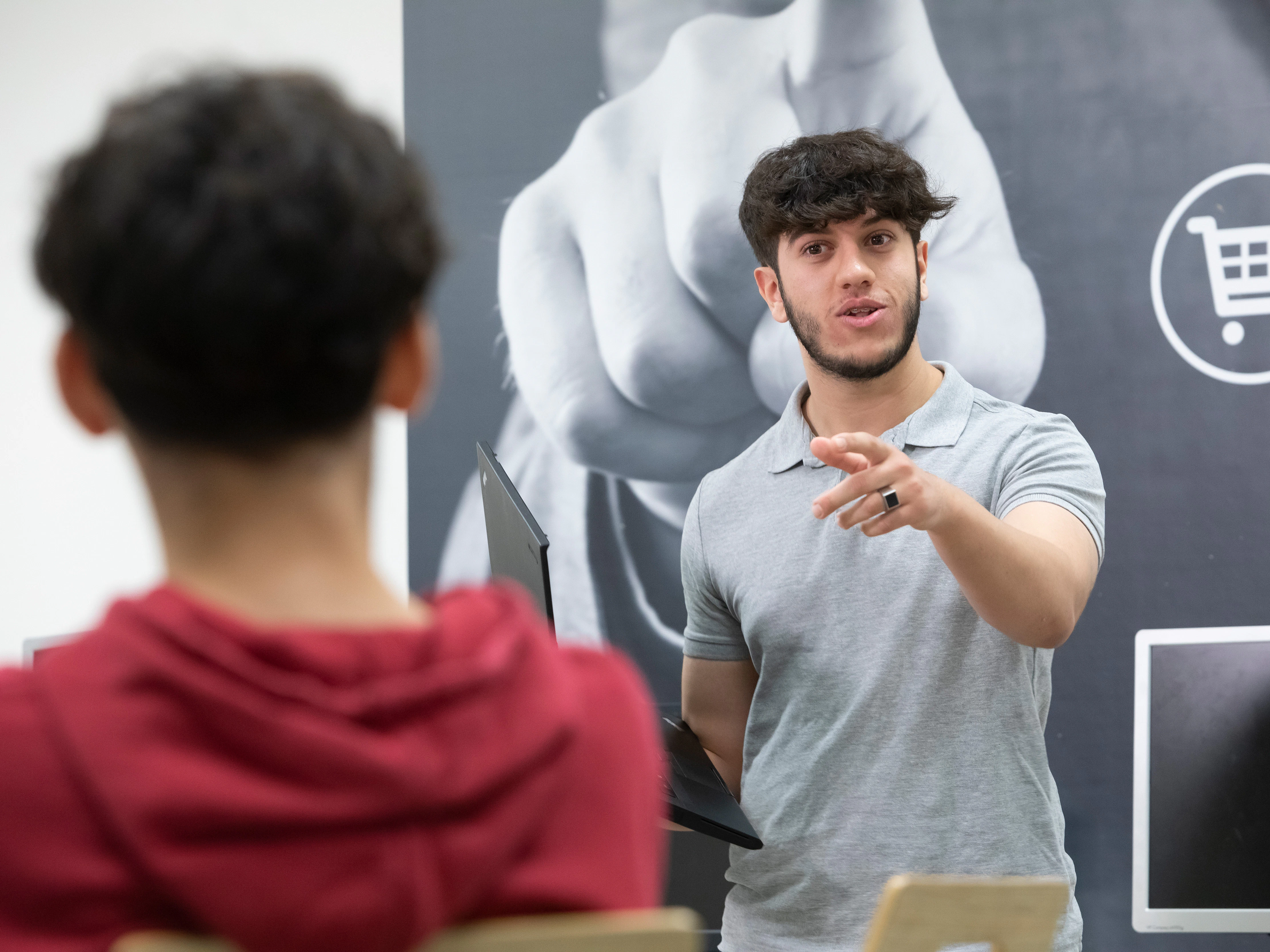 Student geeft presentatie